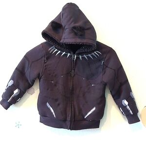 5T Black Panther Marvel Zip Up Faux Sherpa Hooded Sweatshirt